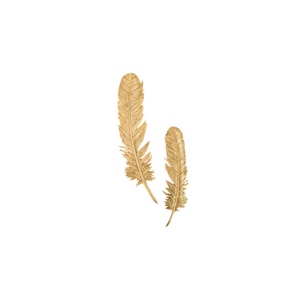 Phillips Collection 2 Piece Feathers Leaf Resin Wall Décor Set